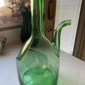 Vintage Hand Blown Glass Wine Cooling Pitcher